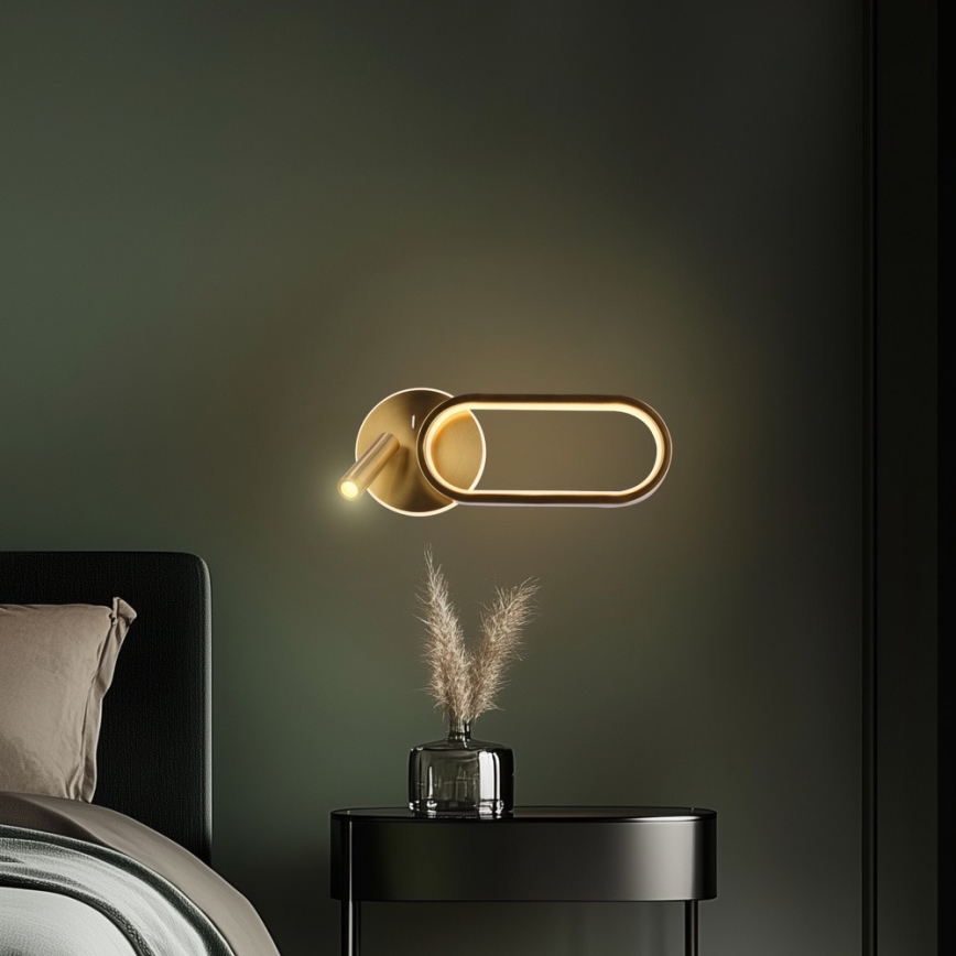 LED Sienas lampa MONET LED/13W/230V + LED/2W 3000/4000/6000K zelta