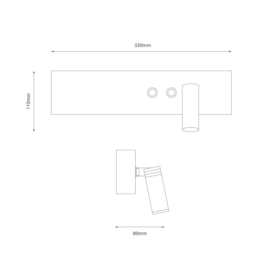 LED sienas lampa RESORT LED/10W/230V + LED/3W, melna, labā
