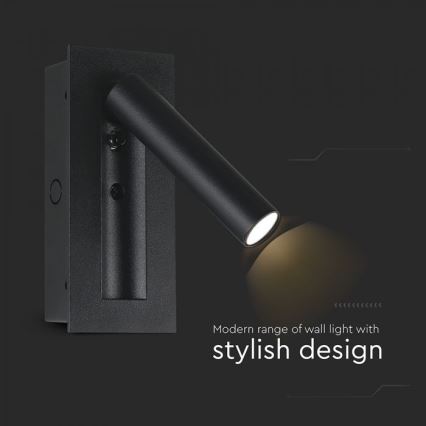 LED sienas prožektors LED/2W/230V 3000K melns