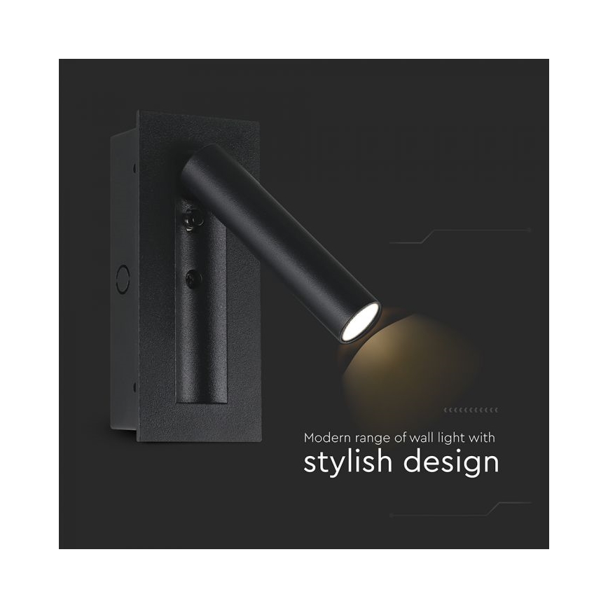 LED sienas prožektors LED/2W/230V 3000K melns