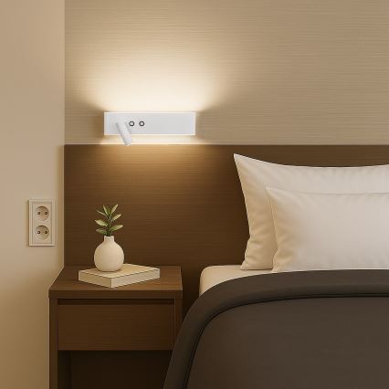 LED sienas prožektors RESORT LED/10W/230V + LED/3W, balts, kreisais