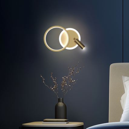 LED sienas punktveida gaismeklis MONET LED/15W/230V zelta krāsā
