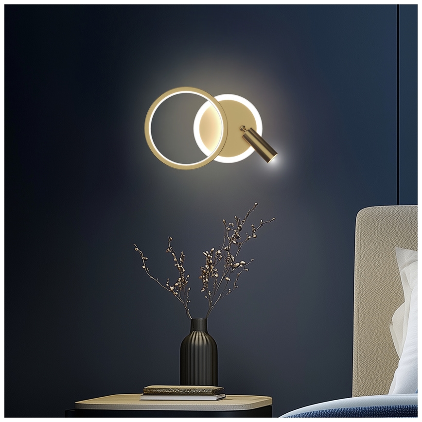 LED sienas punktveida gaismeklis MONET LED/15W/230V zelta krāsā