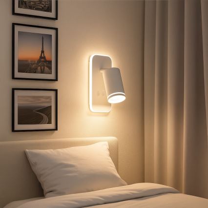 LED sienas punktveida gaismeklis PIPE 1xGU10/10W/230V + LED/6W, balts