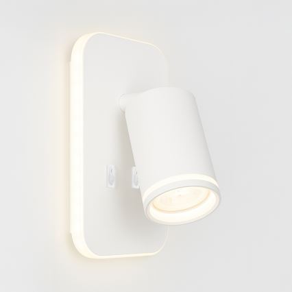 LED sienas punktveida gaismeklis PIPE 1xGU10/10W/230V + LED/6W, balts