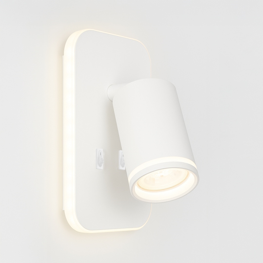 LED sienas punktveida gaismeklis PIPE 1xGU10/10W/230V + LED/6W, balts
