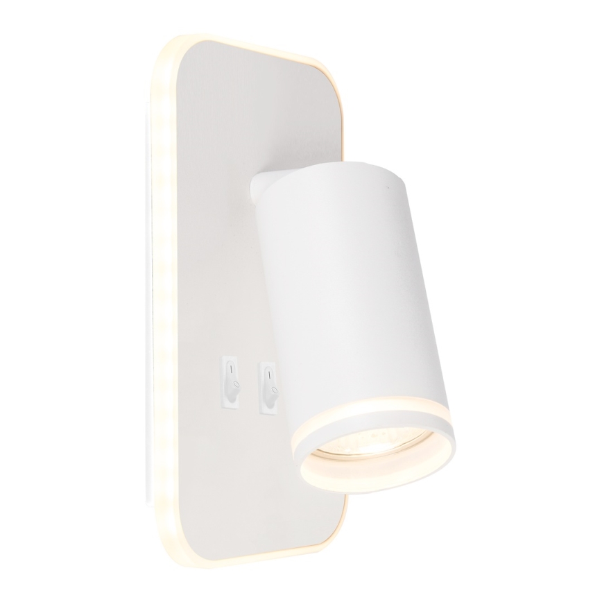 LED sienas punktveida gaismeklis PIPE 1xGU10/10W/230V + LED/6W, balts