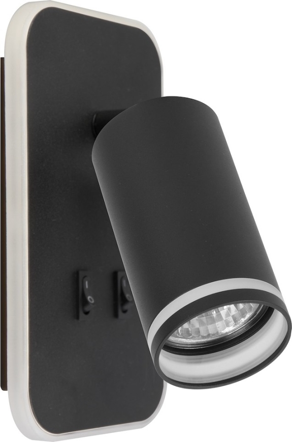 LED sienas punktveida gaismeklis PIPE 1xGU10/10W/230V + LED/6W melns