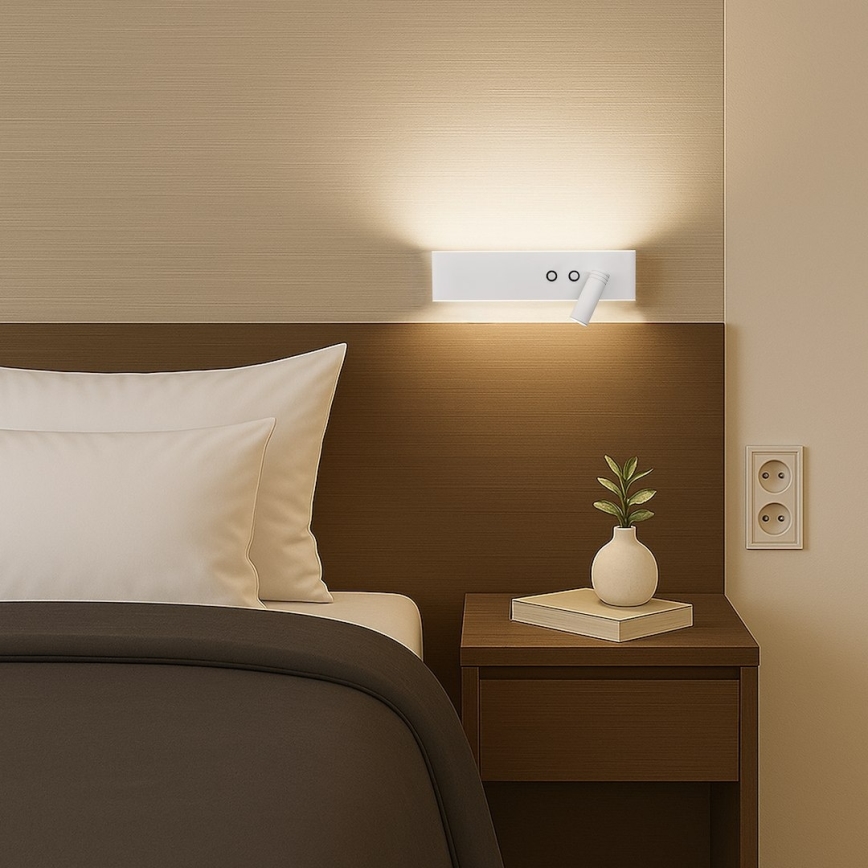 LED sienas punktveida gaismeklis RESORT LED/10W/230V + LED/3W balts labais