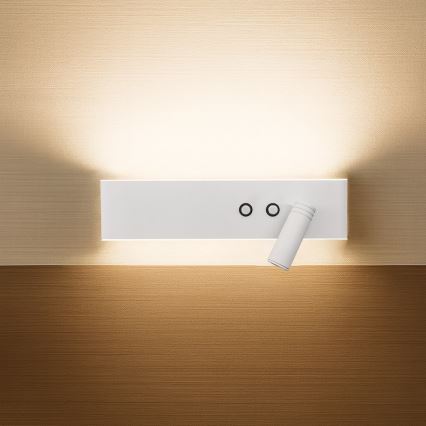 LED sienas punktveida gaismeklis RESORT LED/10W/230V + LED/3W balts labais