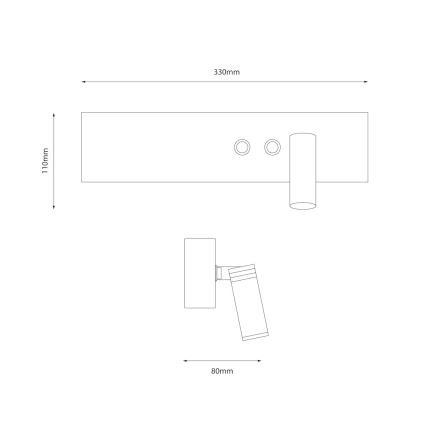 LED sienas punktveida gaismeklis RESORT LED/10W/230V + LED/3W balts labais