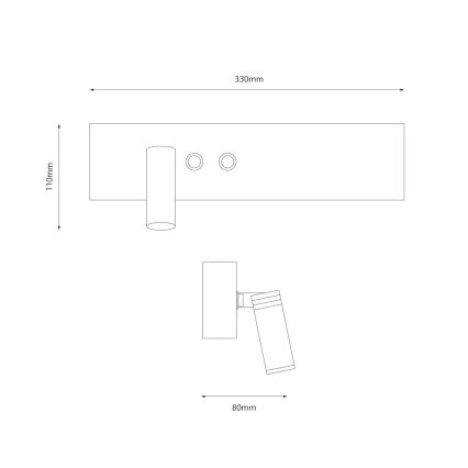 LED sienas punktveida gaismeklis RESORT LED/10W/230V + LED/3W melna kreisā