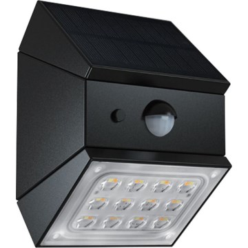 LED sienas saules gaismeklis ar sensoru LED/2,5W/3,7V 3000/4000/6000K IP65 1200 mAh melns
