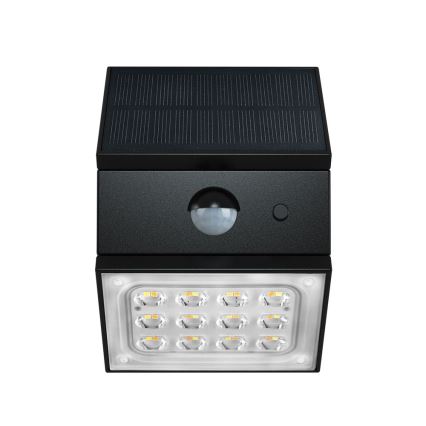 LED sienas saules gaismeklis ar sensoru LED/2,5W/3,7V 3000/4000/6000K IP65 1200 mAh melns