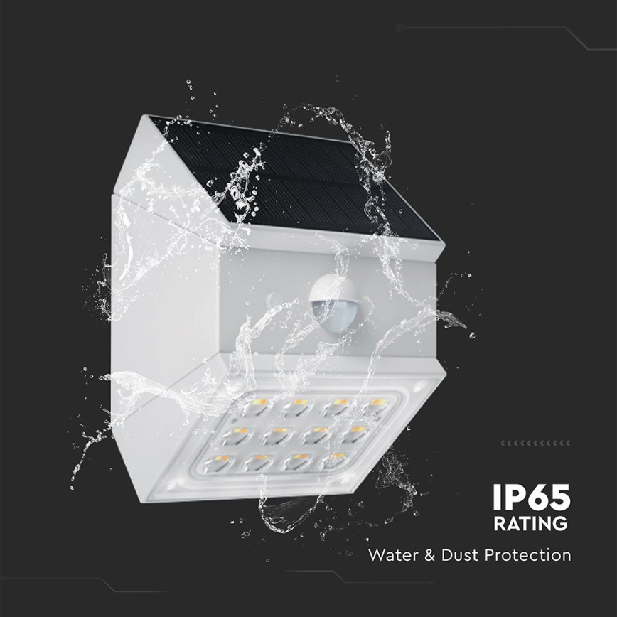 LED sienas saules gaismeklis ar sensoru LED/2,5W/3,7V 3000/4000/6000K IP65 1200 mAh balts