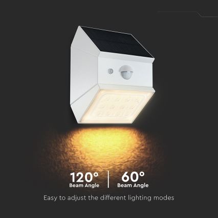 LED sienas saules gaismeklis ar sensoru LED/2,5W/3,7V 3000/4000/6000K IP65 1200 mAh balts