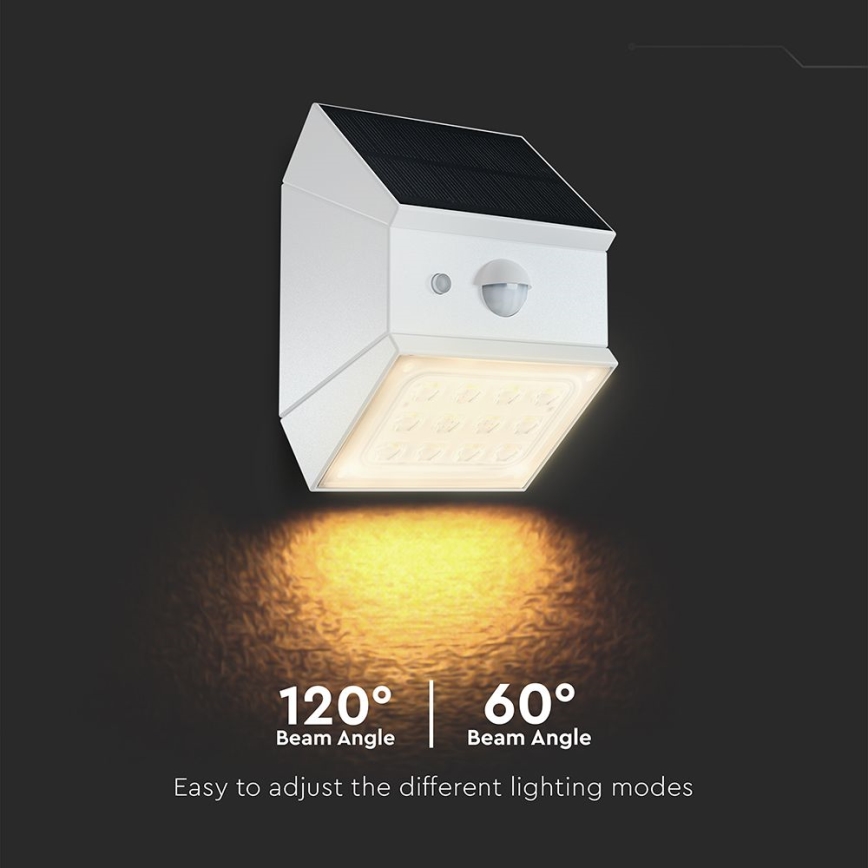 LED sienas saules gaismeklis ar sensoru LED/2,5W/3,7V 3000/4000/6000K IP65 1200 mAh balts