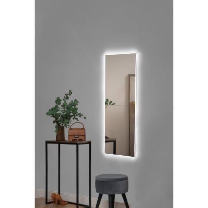 LED Sienas spogulis ar fona apgaismojumu RECTANGULAR 80x20 cm balta