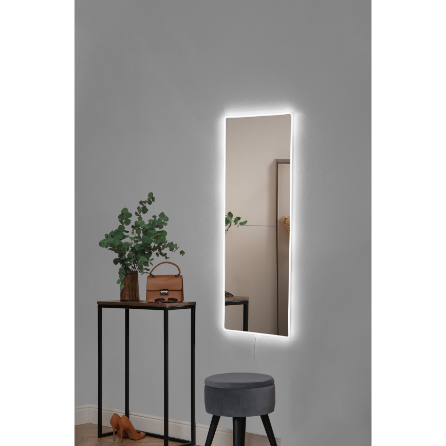 LED Sienas spogulis ar fona apgaismojumu RECTANGULAR 80x20 cm balta