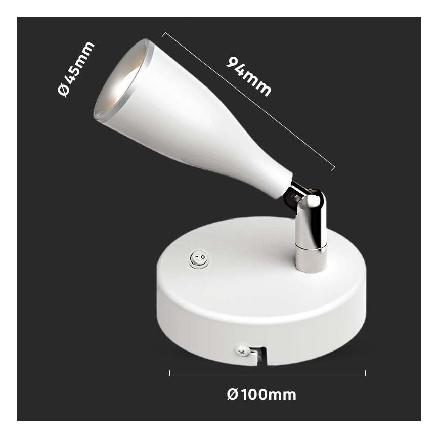 LED Sienas starmetis ar slēdzi LED/4,5W/230V 3000K balts