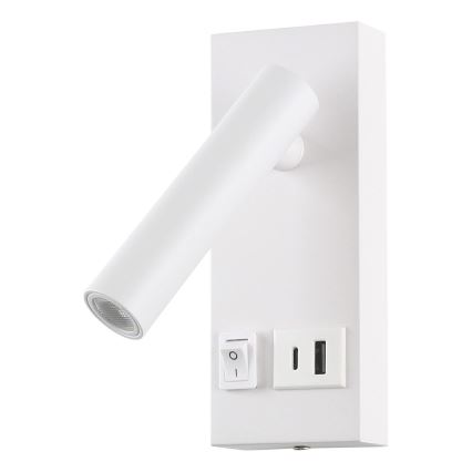 LED Sienas starmetis ar USB LED/2W/230V balta