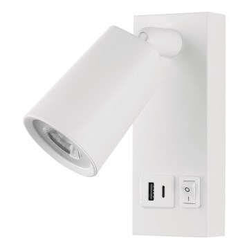 LED Sienas starmetis ar USB LED/5W/230V balta