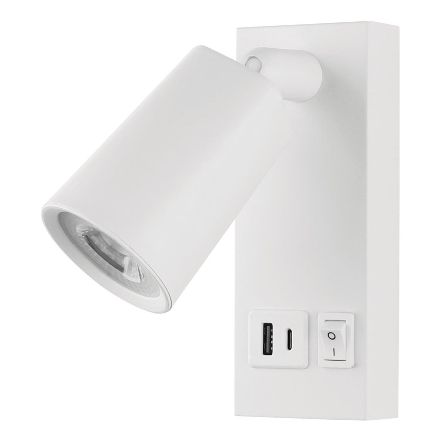 LED Sienas starmetis ar USB LED/5W/230V balta
