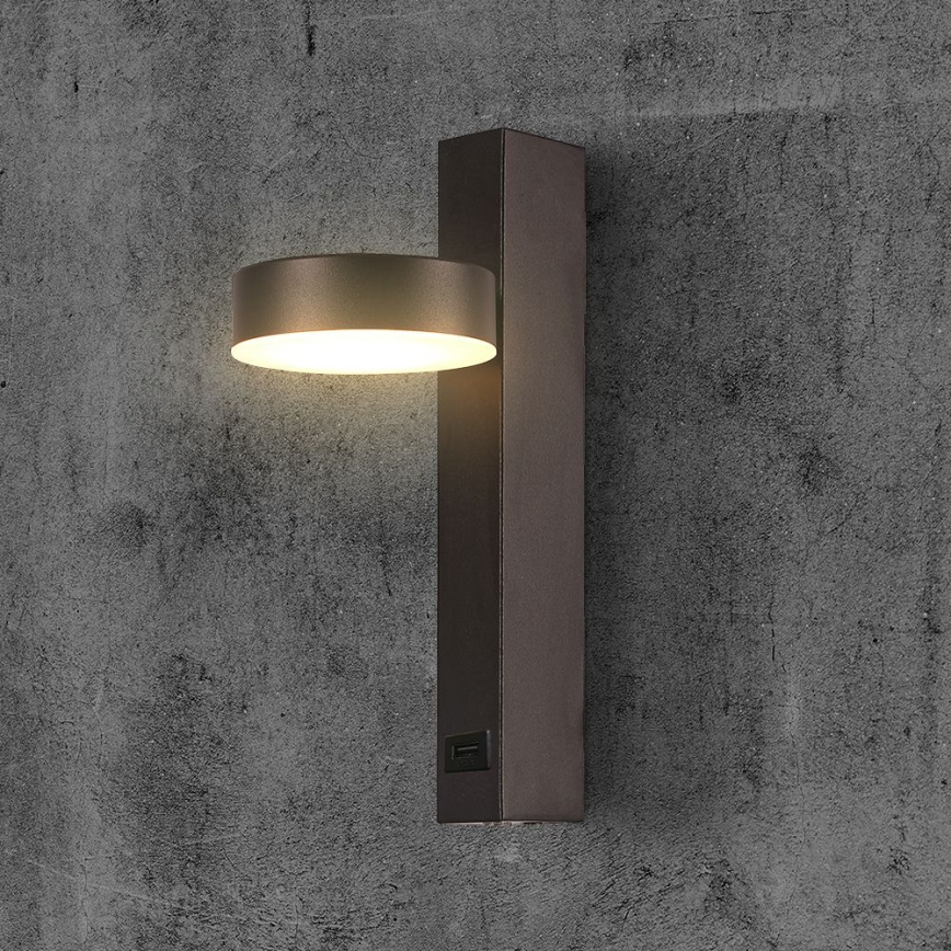 LED Sienas starmetis ar USB portu LED/8W/230V 3000K