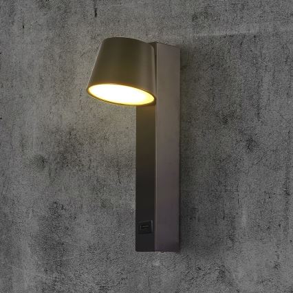 LED Sienas starmetis ar USB portu LED/8W/230V 3000K