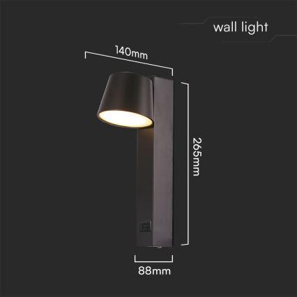 LED Sienas starmetis ar USB portu LED/8W/230V 3000K
