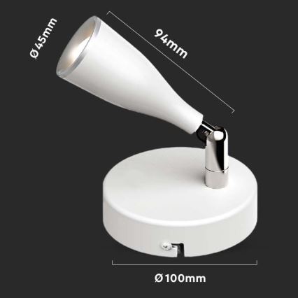 LED Sienas starmetis LED/4,5W/230V 4000K balts