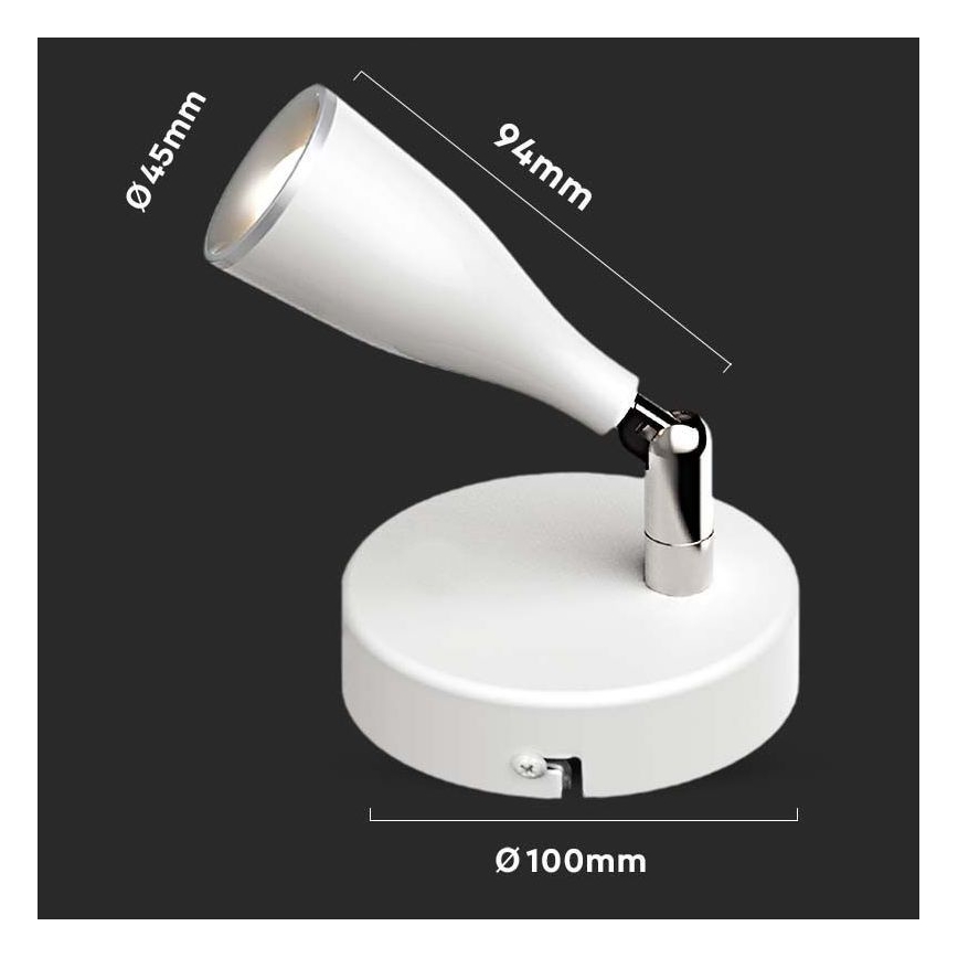 LED Sienas starmetis LED/4,5W/230V 4000K balts