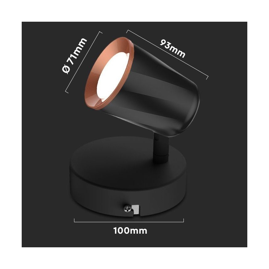 LED Sienas starmetis LED/5W/230V 4000K melns