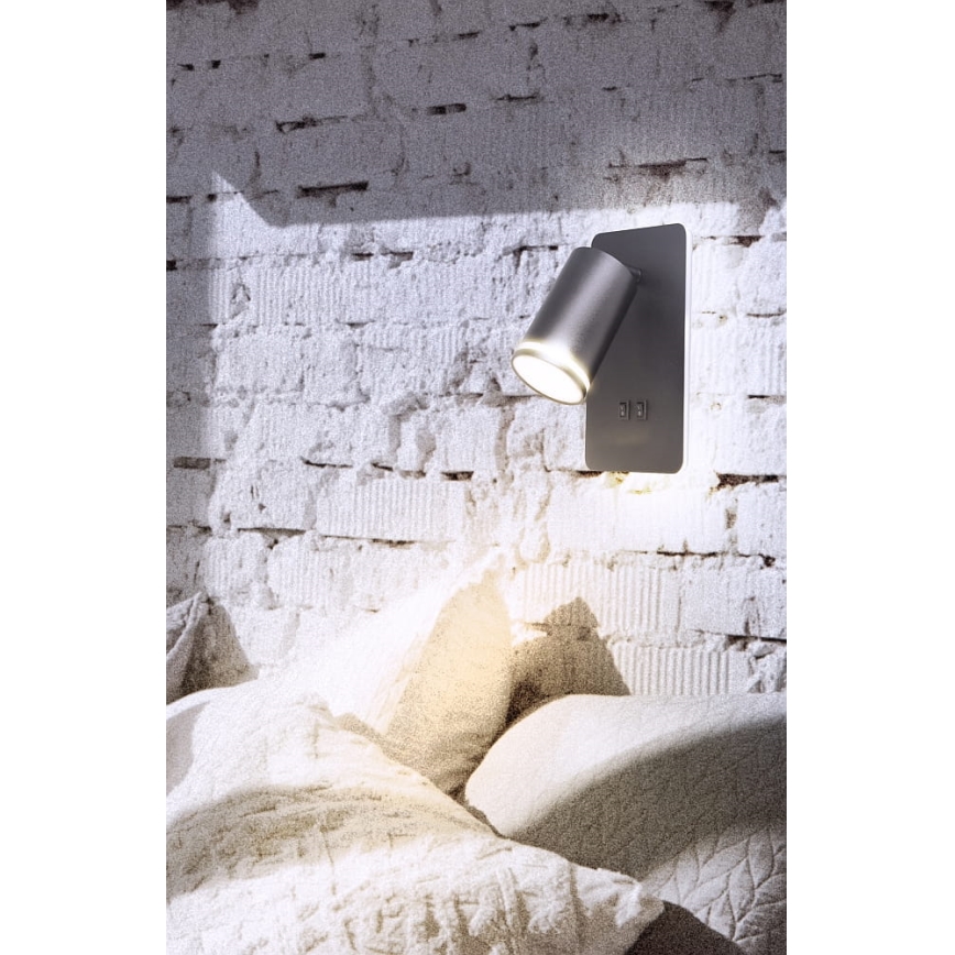 LED Sienas starmetis PARĪZE 1xGU10/10W/230V + LED/6W/230V melna