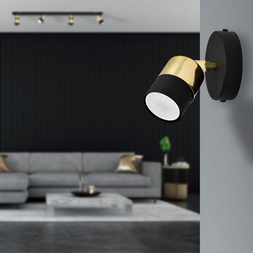 LED Sienas starmetis TUBSSON 1xGU10/4,8W/230V melna/zelta