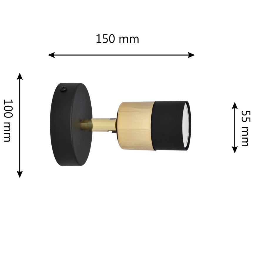 LED Sienas starmetis TUBSSON 1xGU10/4,8W/230V melna/zelta