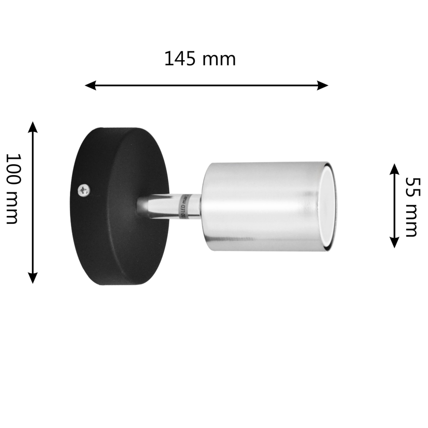 LED Sienas starmetis TUNE 1xGU10/4,8W/230V matēts hroms/melna