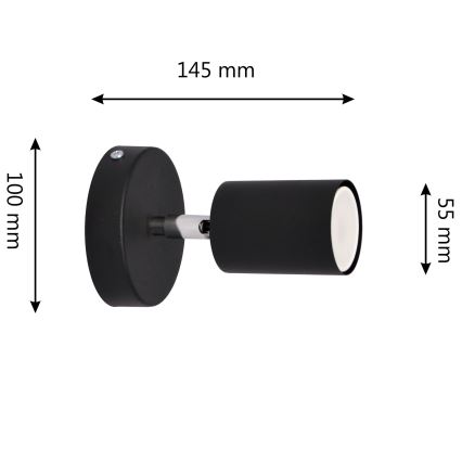 LED Sienas starmetis TUNE 1xGU10/4,8W/230V melna