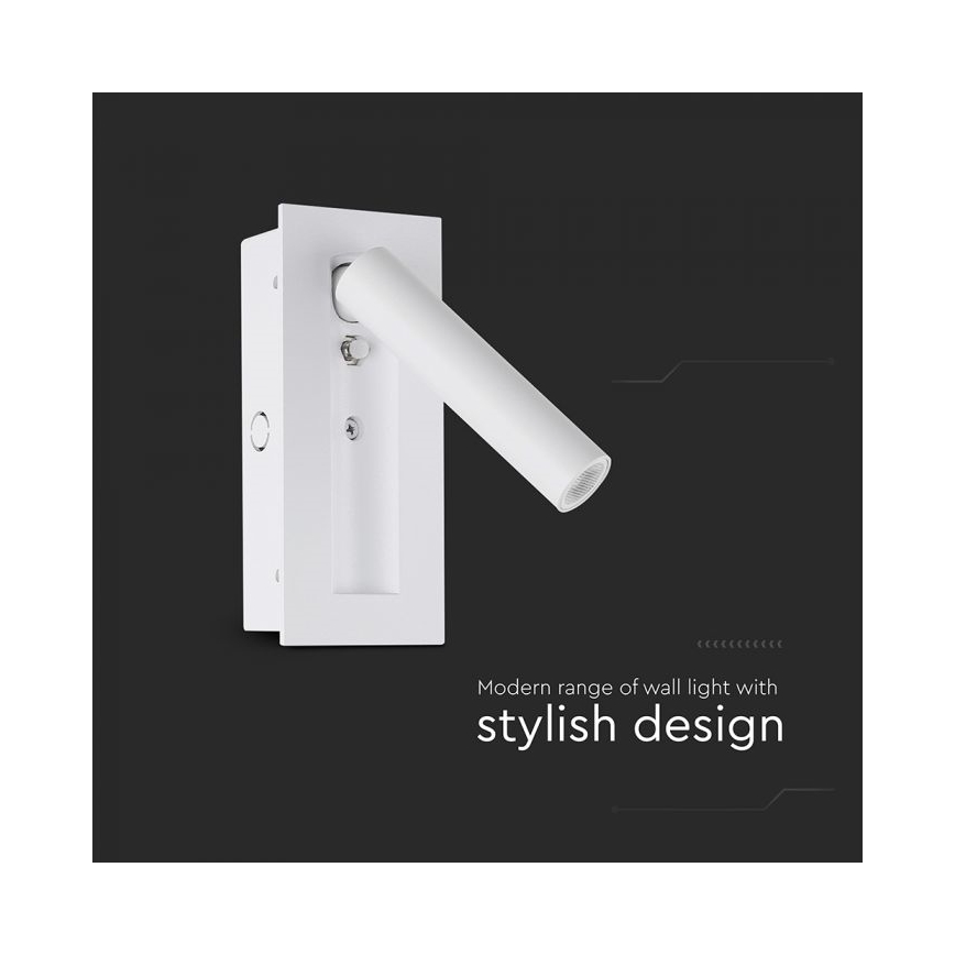 LED sienas virziena gaismeklis LED/2W/230V 3000K balts