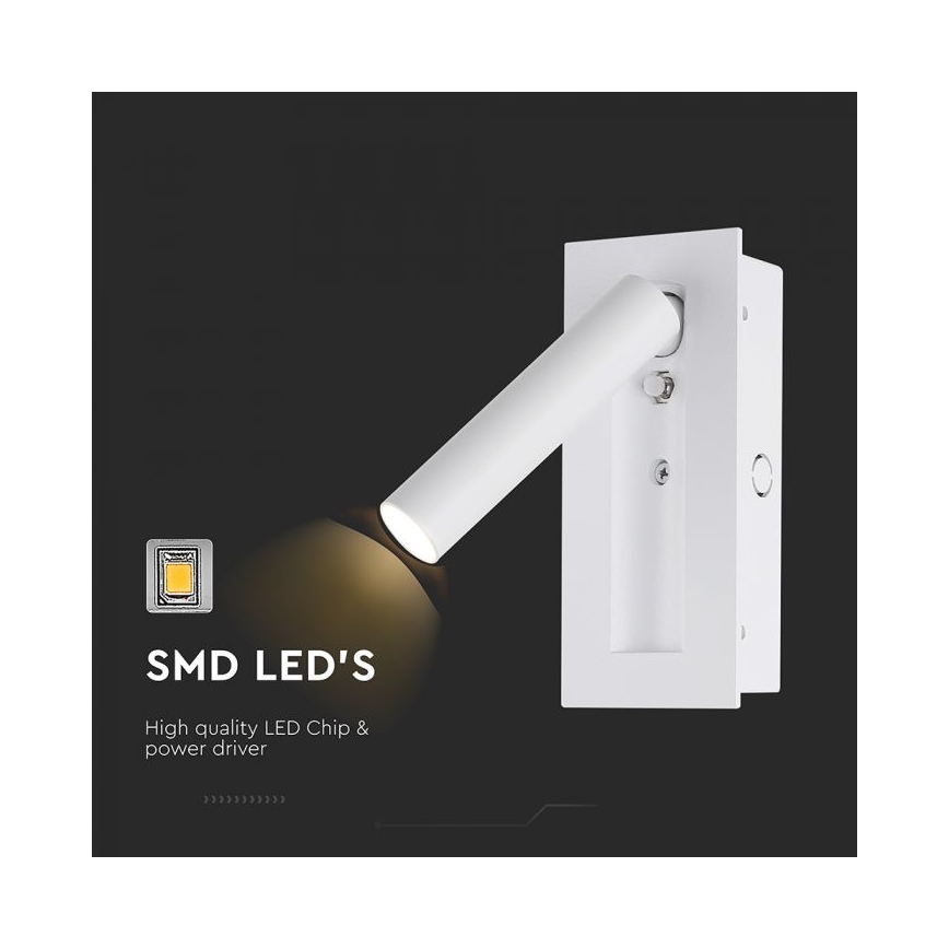 LED sienas virziena gaismeklis LED/2W/230V 3000K balts