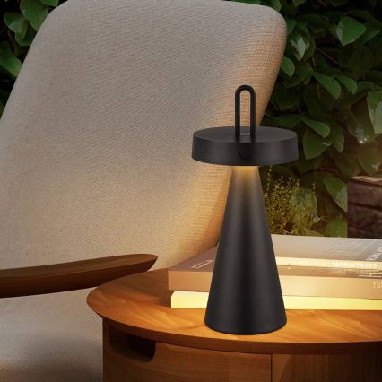 LED regulējama āra uzlādējamā skārienvadāma galda lampa HALO LED/1,5W/3,7V 3000 mAh IP44 melna