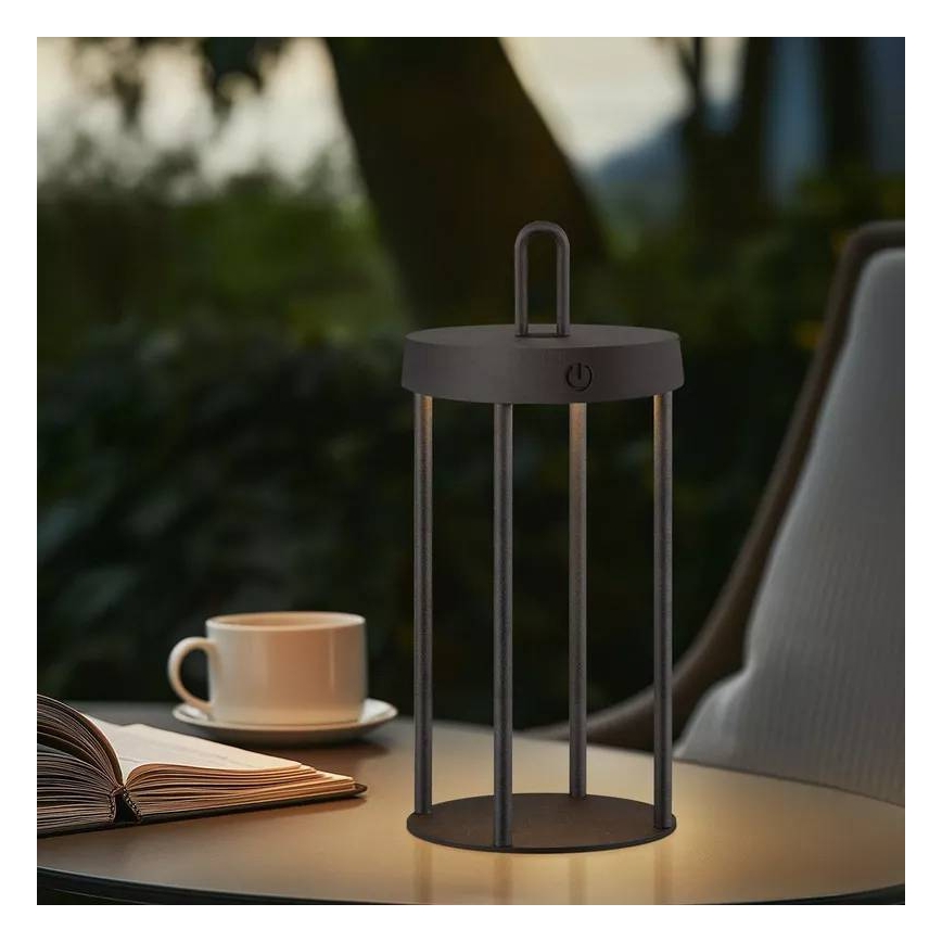LED regulējama āra uzlādējama skārienvadāma galda lampa GENTLE LED/1,5W/3,7V 3000 mAh IP44 melna