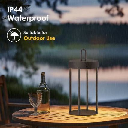 LED regulējama āra uzlādējama skārienvadāma galda lampa GENTLE LED/1,5W/3,7V 3000 mAh IP44 melna