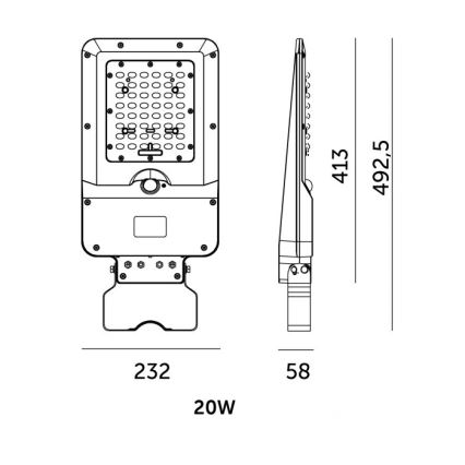 LED saules ielas lampa ar sensoru STREET LED/20W/7,4V 3000/4000/6000K IP65 5400 mAh