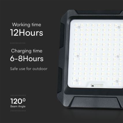 LED Solar Prožektors LED/10W/3,7V IP65 4000K melna + tālvadības pults