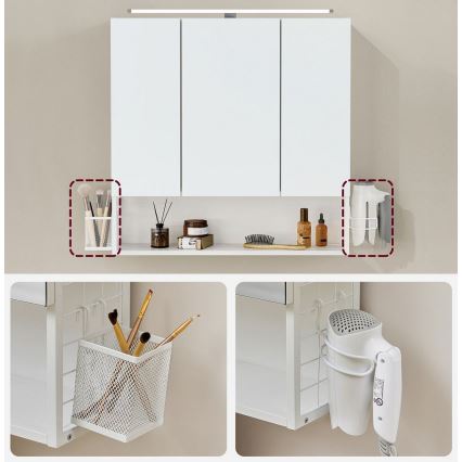 LED spoguļa vannas istabas skapītis SKY 70x70x16 cm 230V balts