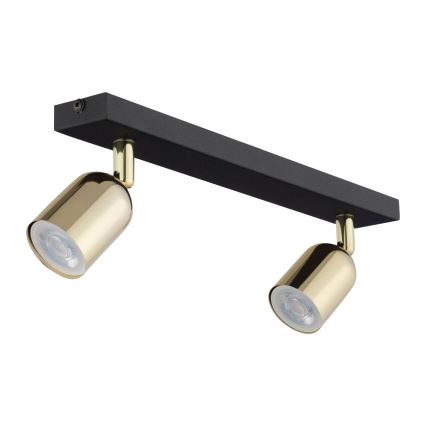 LED spot gaismeklis TOP 2xGU10/10W/230V melns/zelts