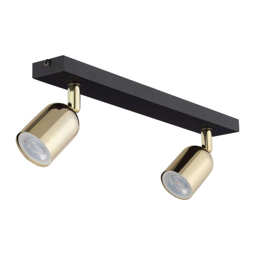 LED spot gaismeklis TOP 2xGU10/10W/230V melns/zelts