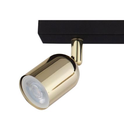 LED spot gaismeklis TOP 2xGU10/10W/230V melns/zelts
