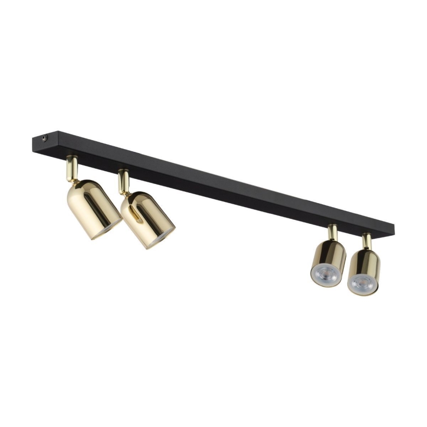 LED spot gaismeklis TOP 4xGU10/10W/230V, melns/zeltains